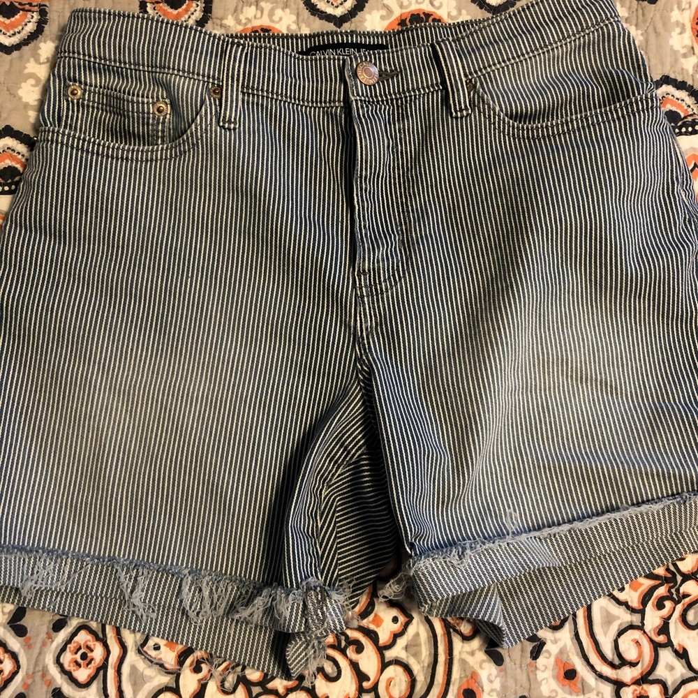 Distressed Calvin Klein High Rise Shorts